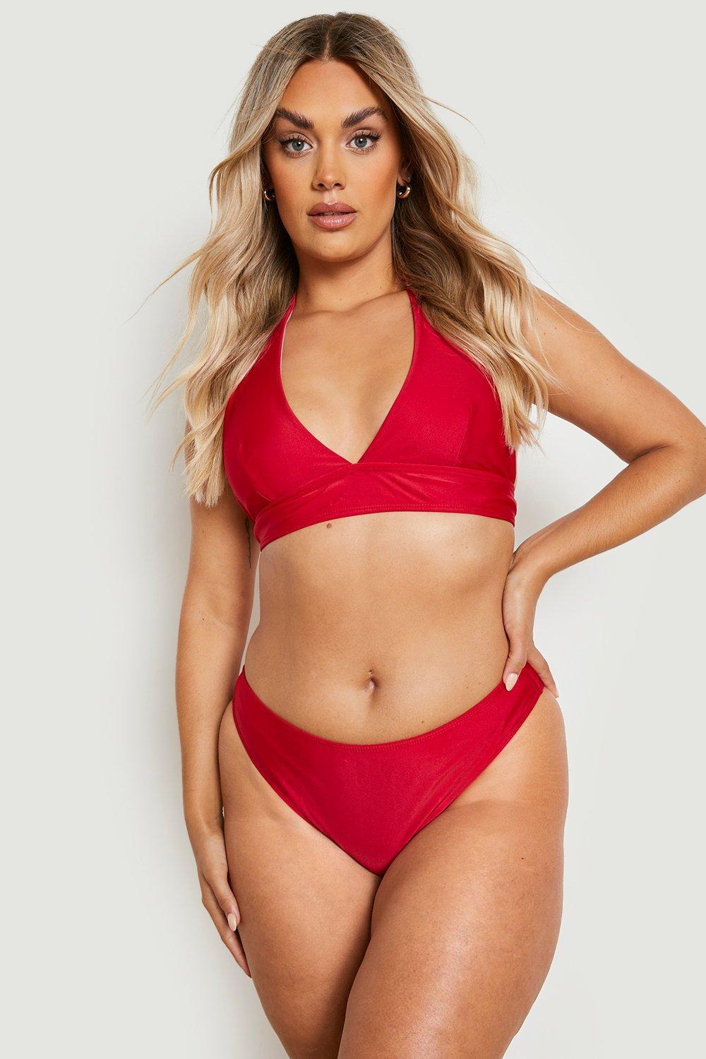 Red halter top plus hot sale size